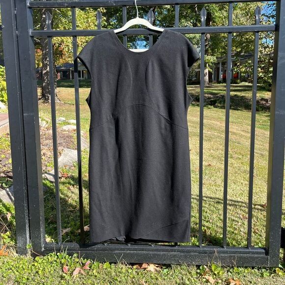 Narciso Rodriguez Black Cap Sleeve Ponte Knit Dress NWT - Picture 1 of 8
